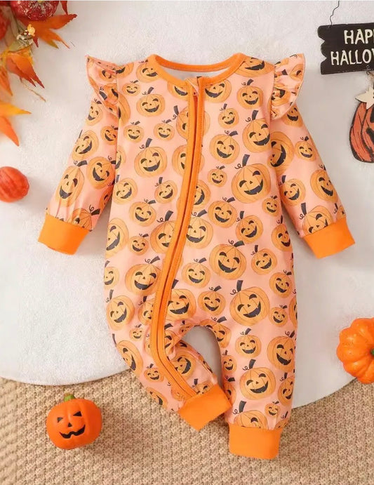 Jack-O’-Lantern Ruffle Onesie