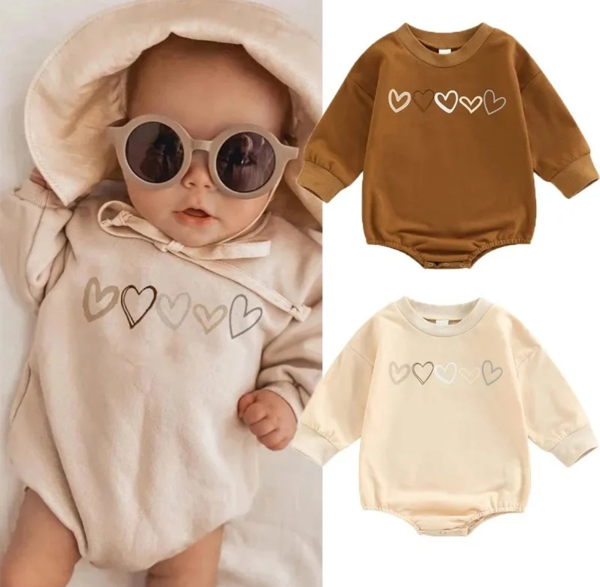 Crew Sweater Onesie with Hearts