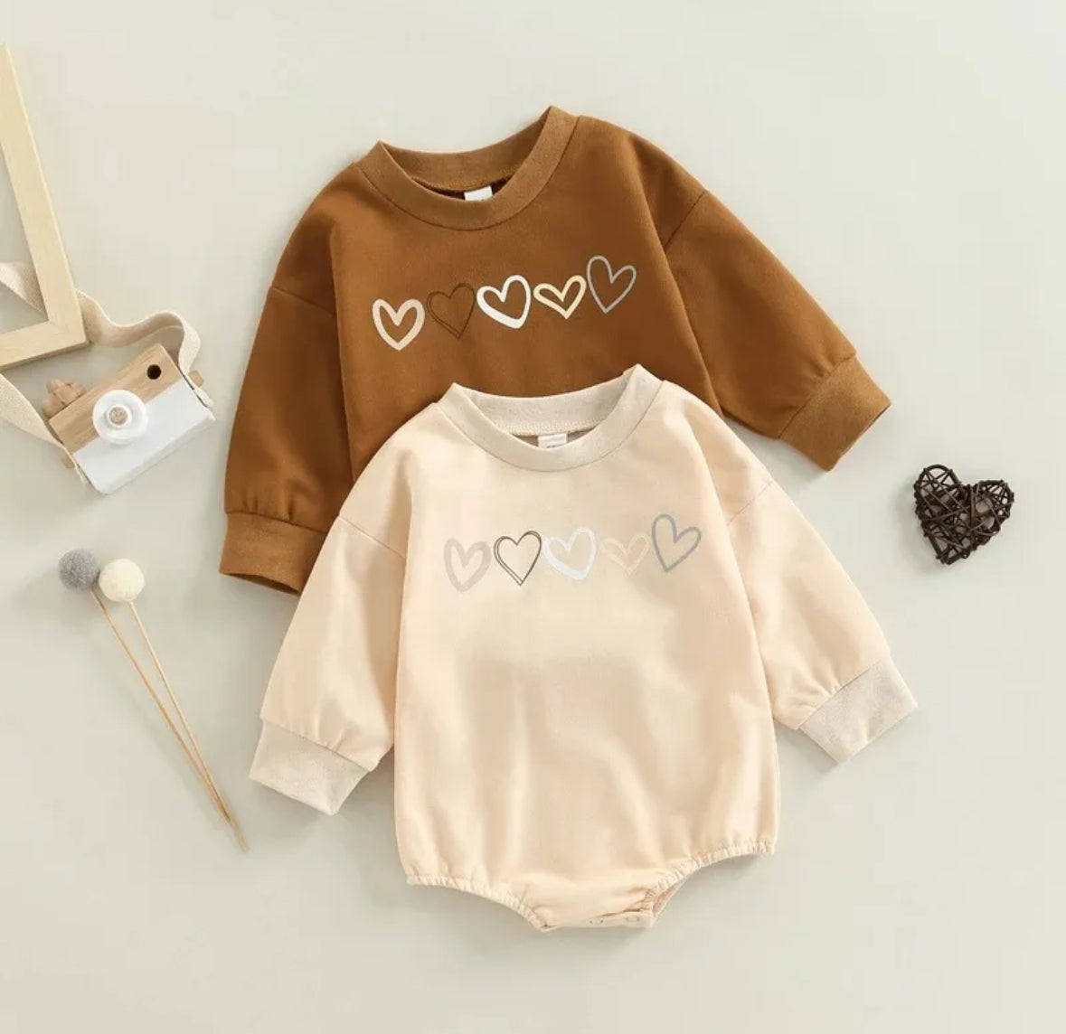 Crew Sweater Onesie with Hearts