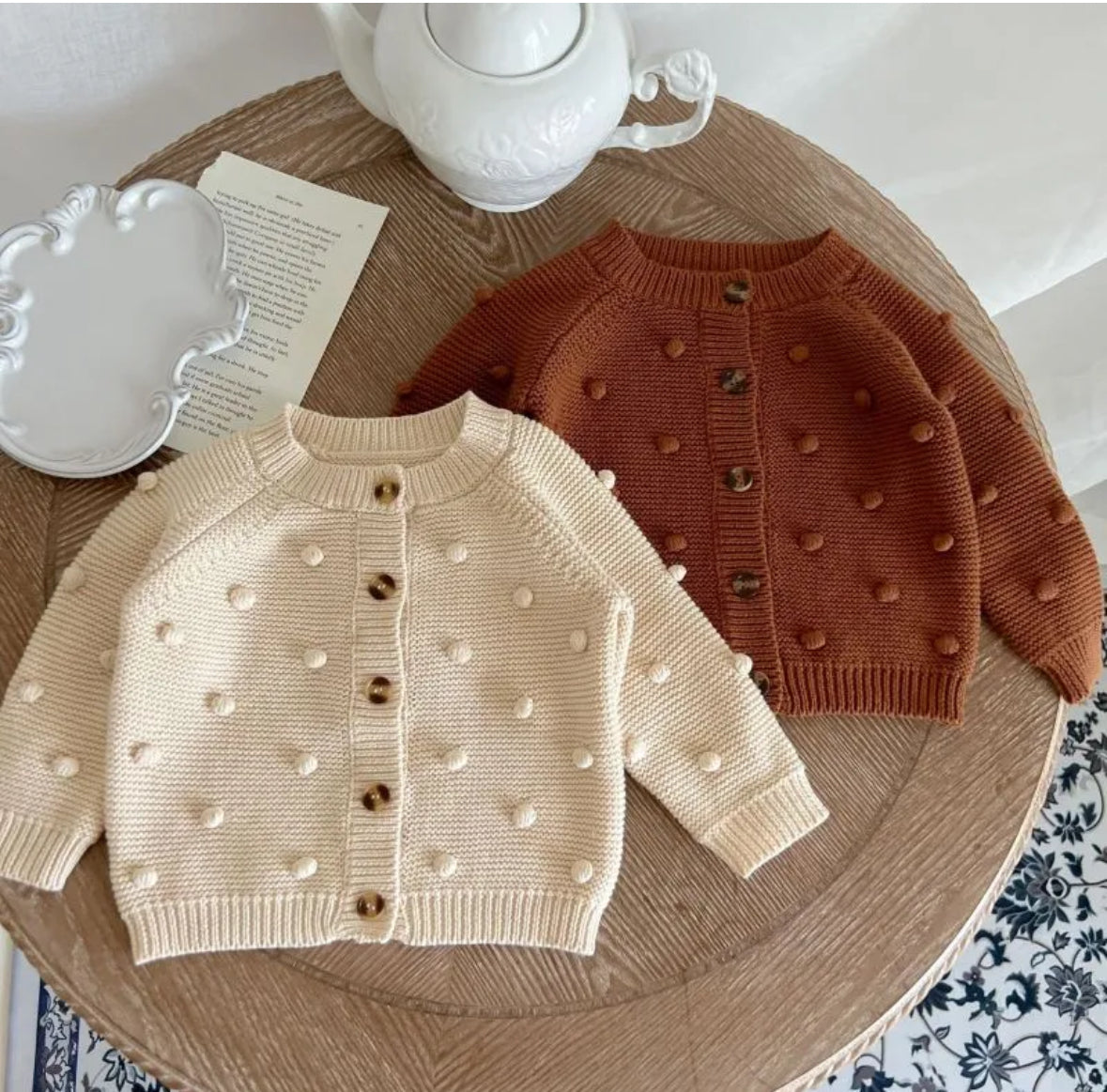 Petite Pompom Knit Cardigan