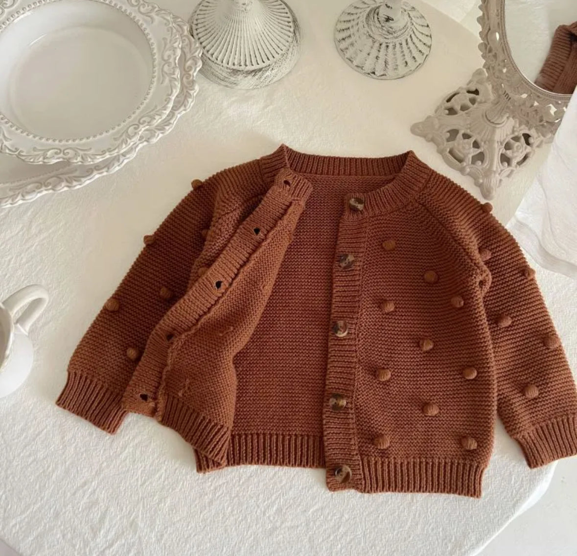 Petite Pompom Knit Cardigan