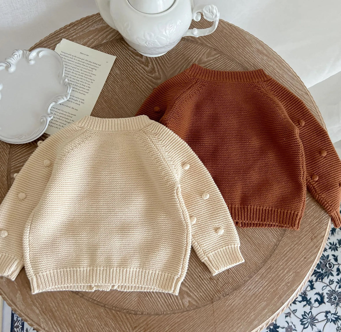 Petite Pompom Knit Cardigan